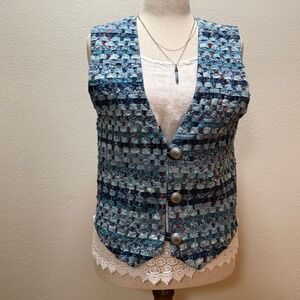 Handmade Unique Woven Quilted Patchwork Hippie Bohemian Indie Vest Women Medium